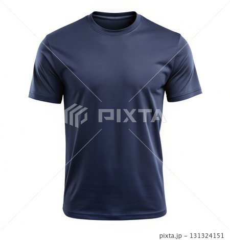 Dark Blue T-Shirt on White Background. Generative AI 131324151