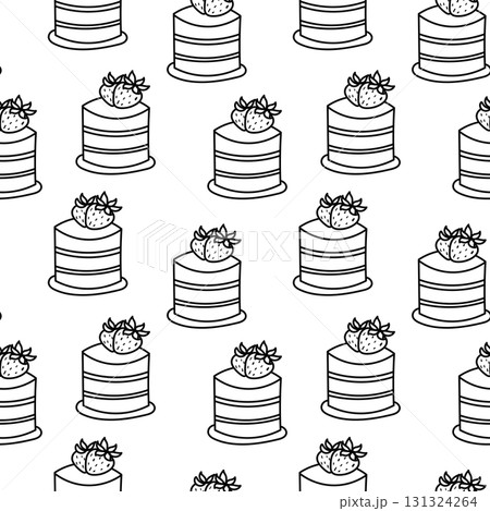Seamless bakery pattern with layered cakes and strawberries Seamless bakery pattern with layered cakes and strawberries 131324264