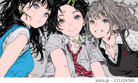 スマホで自撮りしている若い女友達