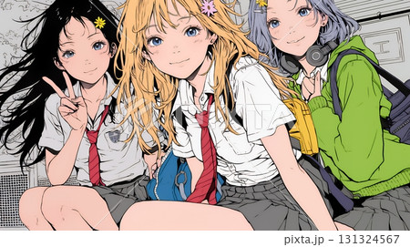 スマホで自撮りしている若い女友達 131324567