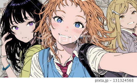 スマホで自撮りしている若い女友達 131324568