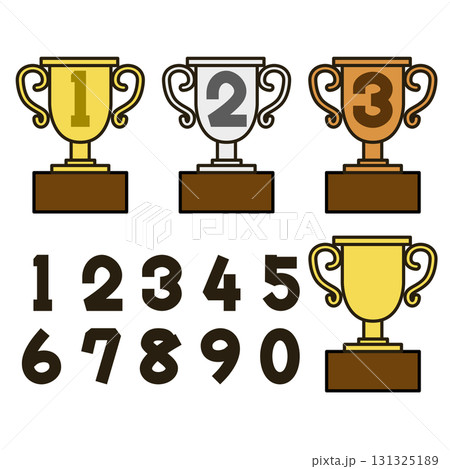 順位がかかれたトロフィーのイラスト 順位がかかれたトロフィーのイラスト 131325189