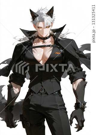 獣耳と黒い衣装のファンタジーキャラクターイラスト 獣耳と黒い衣装のファンタジーキャラクターイラスト 131325411