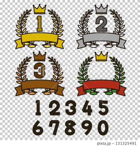 帶有排名的月桂花環插圖 131325491