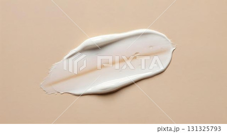 Creamy white texture on a beige surface, illustrating a cosmetic product for skin care and dermatological use Creamy white texture on a beige surface, illustrating a cosmetic product for skin care and dermatological use 131325793