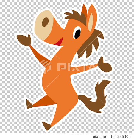 Hand-drawn relaxed horse character (New Year's, zodiac, horse, nice to meet you) 131326303