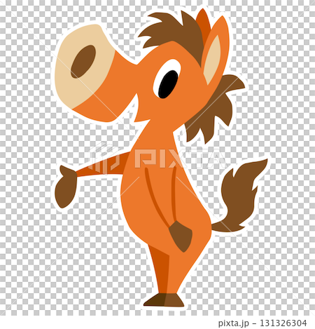 Hand-drawn relaxed horse character (New Year's, zodiac, horse, please, introduction) 131326304