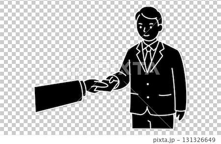Line drawing illustration icon of businessmen exchanging business cards 131326649