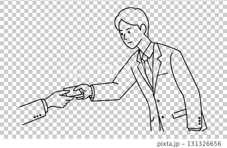 名刺交換をするビジネスマンの線画イラストアイコン 名刺交換をするビジネスマンの線画イラストアイコン 131326656