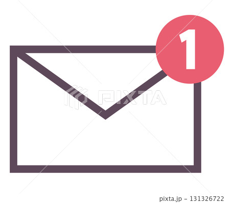 通知が一件 赤バッジ 新着メールのベクターイラスト素材 通知が一件 赤バッジ 新着メールのベクターイラスト素材 131326722