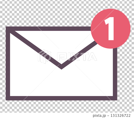 通知が一件 赤バッジ 新着メールのベクターイラスト素材 通知が一件 赤バッジ 新着メールのベクターイラスト素材 131326722