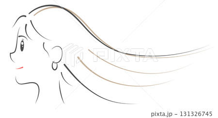 女性　横顔　線画 131326745
