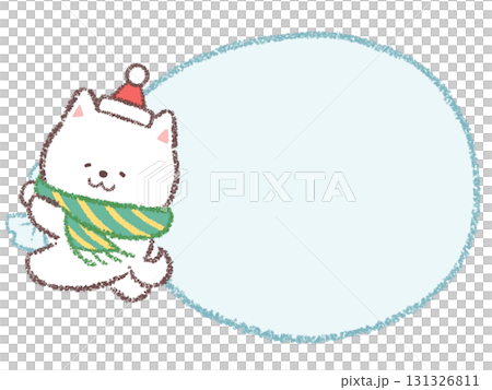 白柴犬サンタクロースの袋フレーム 131326811