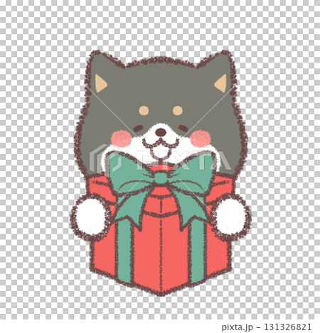 プレゼントをもらって喜ぶ黒柴犬 プレゼントをもらって喜ぶ黒柴犬 131326821