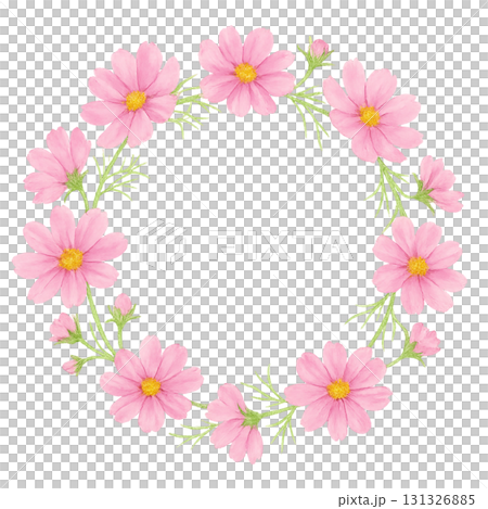 水彩粉紅色宇宙的可愛花環框架 131326885