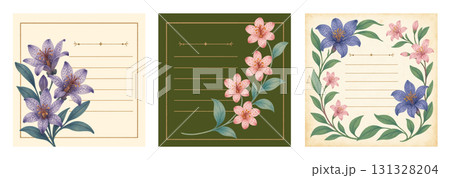 季節の花、10月、11月、ホトトギスの花のデザインカード 131328204