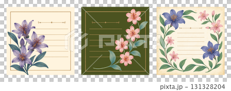 季節の花、10月、11月、ホトトギスの花のデザインカード 131328204