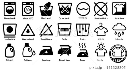 洗濯記号ピクトグラムセット、Laundry Symbols Pictogram Set 131328205