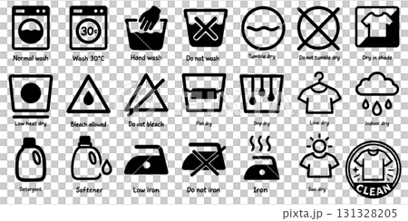 Laundry Symbols Pictogram Set 131328205