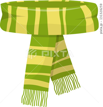 Stylized green and yellow striped scarf with...のイラスト素材 [131328259] - PIXTA