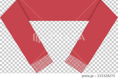 A minimalistic illustration of a red, fringed scarf lying flat against a black background. A minimalistic illustration of a red, fringed scarf lying flat against a black background. 131328272