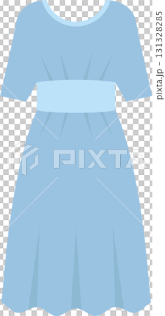 Light blue dress with short sleeves and an empire waistline, perfect for a casual or summer event. Light blue dress with short sleeves and an empire waistline, perfect for a casual or summer event. 131328285