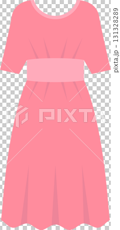 Pink dress with short sleeves and belt, perfect for a casual or semi-formal occasion. Pink dress with short sleeves and belt, perfect for a casual or semi-formal occasion. 131328289