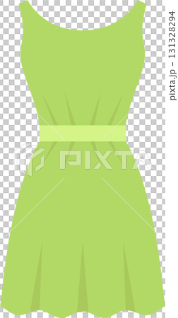 Lime green dress with cinched waist and flowing skirt, sleeveless, isolated on a black background. Lime green dress with cinched waist and flowing skirt, sleeveless, isolated on a black background. 131328294