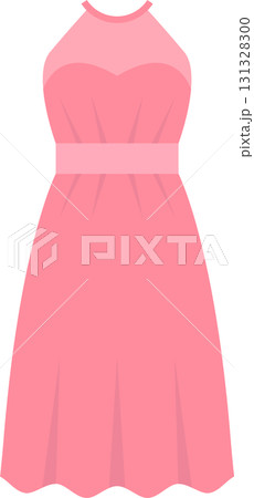 A pink dress with a fitted bodice, a cinched waist, and a flared skirt. Cute and elegant. 131328300