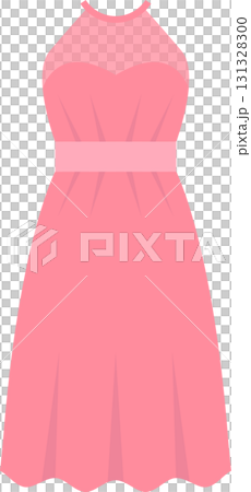 A pink dress with a fitted bodice, a cinched waist, and a flared skirt. Cute and elegant. 131328300