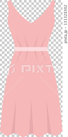 Illustration of a light pink, sleeveless dress with a fitted bodice and flared skirt design. Illustration of a light pink, sleeveless dress with a fitted bodice and flared skirt design. 131328302