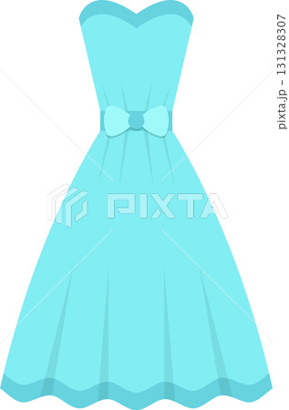 A teal colored formal dress with a bow around the waist on a black background. Cute garment. A teal colored formal dress with a bow around the waist on a black background. Cute garment. 131328307