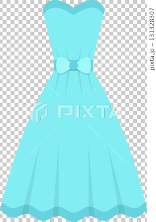 A teal colored formal dress with a bow around the waist on a black background. Cute garment. A teal colored formal dress with a bow around the waist on a black background. Cute garment. 131328307