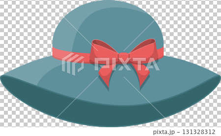 Elegant teal sunhat with a coral bow adorns the crown, perfect for stylish sun protection. 131328312