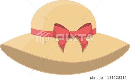 A stylish sun hat with a wide brim, adorned with a cheerful red bow, ready for summer fun! A stylish sun hat with a wide brim, adorned with a cheerful red bow, ready for summer fun! 131328313