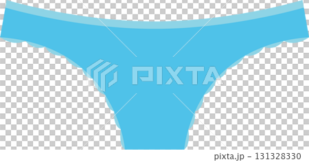 A light blue pair of underwear with a scalloped edge design against a stark black background. A light blue pair of underwear with a scalloped edge design against a stark black background. 131328330