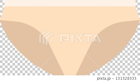 A simple illustration of a pair of women's underpants in a nude tone, on a black background. 131328333