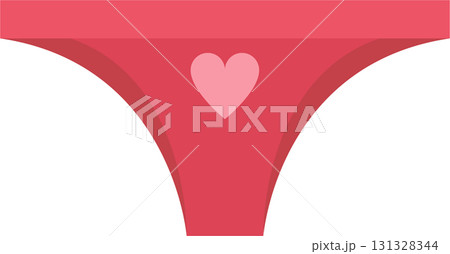 Illustration of simple crimson underwear featuring a pink heart, set against a black background. Illustration of simple crimson underwear featuring a pink heart, set against a black background. 131328344