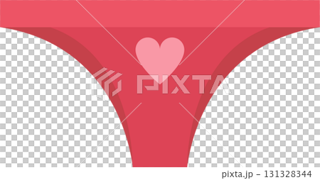 Illustration of simple crimson underwear featuring a pink heart, set against a black background. Illustration of simple crimson underwear featuring a pink heart, set against a black background. 131328344