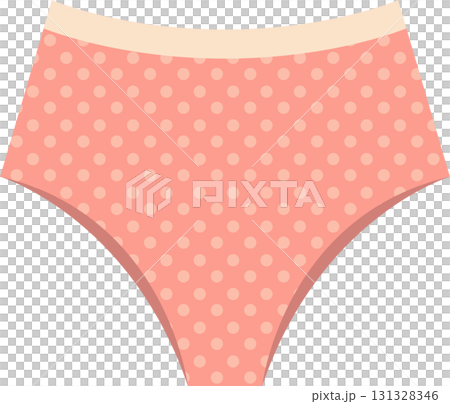 Cartoon image of pink panties with pale pink dots and a pale cream colored band at the top. 131328346