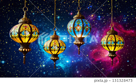 lanterns in the colorful night sky 131328473