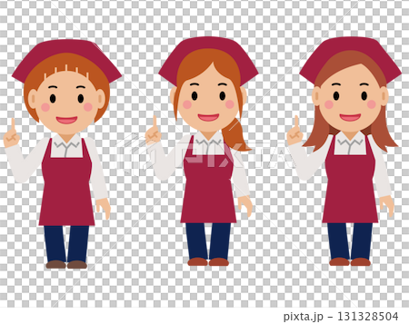 Smiling in the number one pose. A woman in a crimson apron and a headband. Part 2 Smiling in the number one pose. A woman in a crimson apron and a headband. Part 2 131328504
