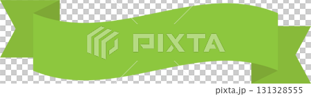 Stylized flowing light green ribbon illustration with folds and angled edges isolated. 131328555