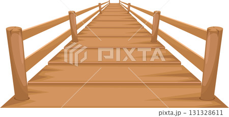 A straight wooden boardwalk stretches into the distance, offering a path to the unknown. A straight wooden boardwalk stretches into the distance, offering a path to the unknown. 131328611