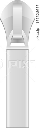 Isolated, shiny, metallic zipper pull with rounded edges, tab, and a minimalist design. Isolated, shiny, metallic zipper pull with rounded edges, tab, and a minimalist design. 131328655