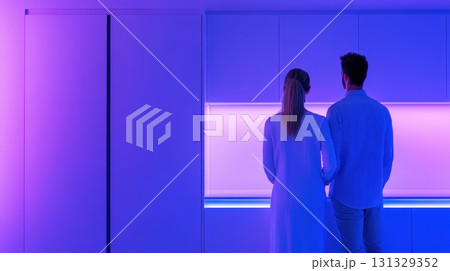 An Intimate Moment Shared in a Modern Space Enhanced 131329352