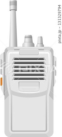 A white two-way radio communication device featuring an antenna, speaker and control buttons. 131329794
