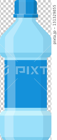 A light blue cartoon style water bottle with a blue cap, isolated on a black background. A light blue cartoon style water bottle with a blue cap, isolated on a black background. 131329855