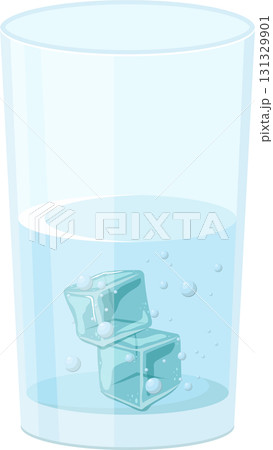 Refreshing hydration: a clear glass of water with ice cubes, bubbles and cool refreshment. Refreshing hydration: a clear glass of water with ice cubes, bubbles and cool refreshment. 131329901