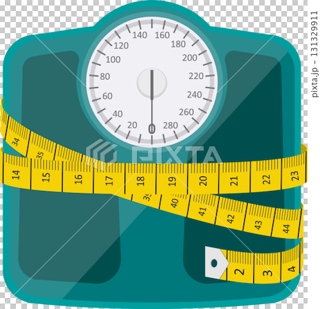 Weight scale with a measuring tape symbolizing health, fitness, and weight management efforts. Weight scale with a measuring tape symbolizing health, fitness, and weight management efforts. 131329911